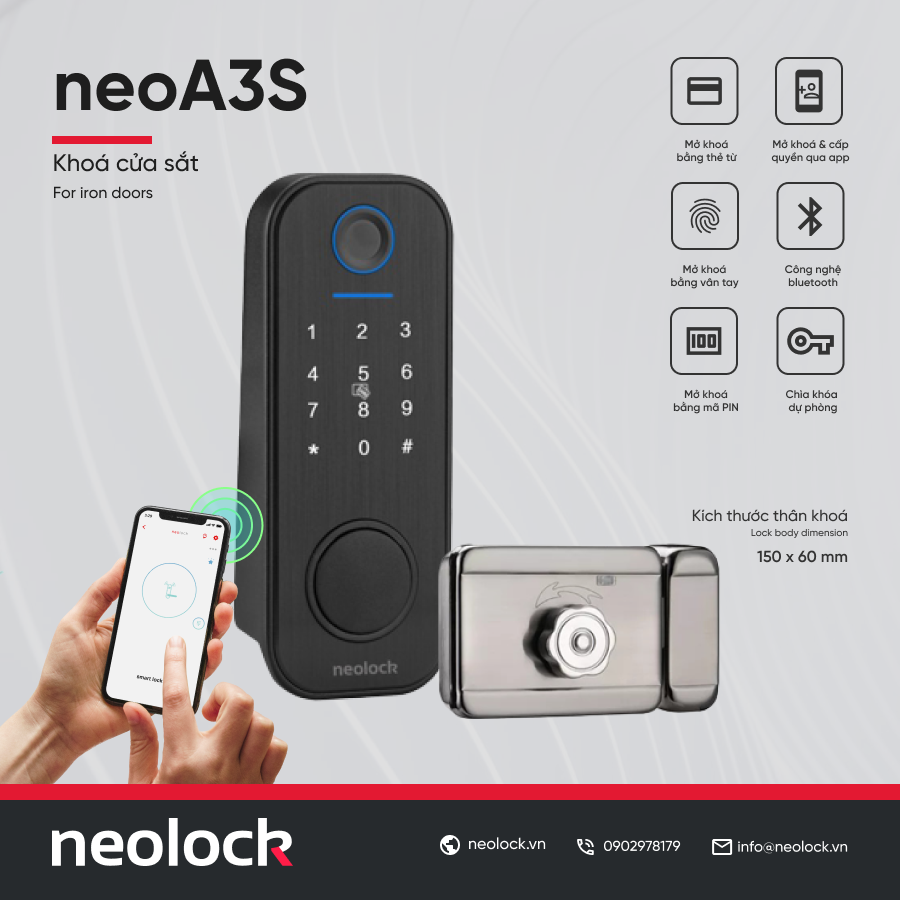 Khoá cửa cổng thông minh neoA3S