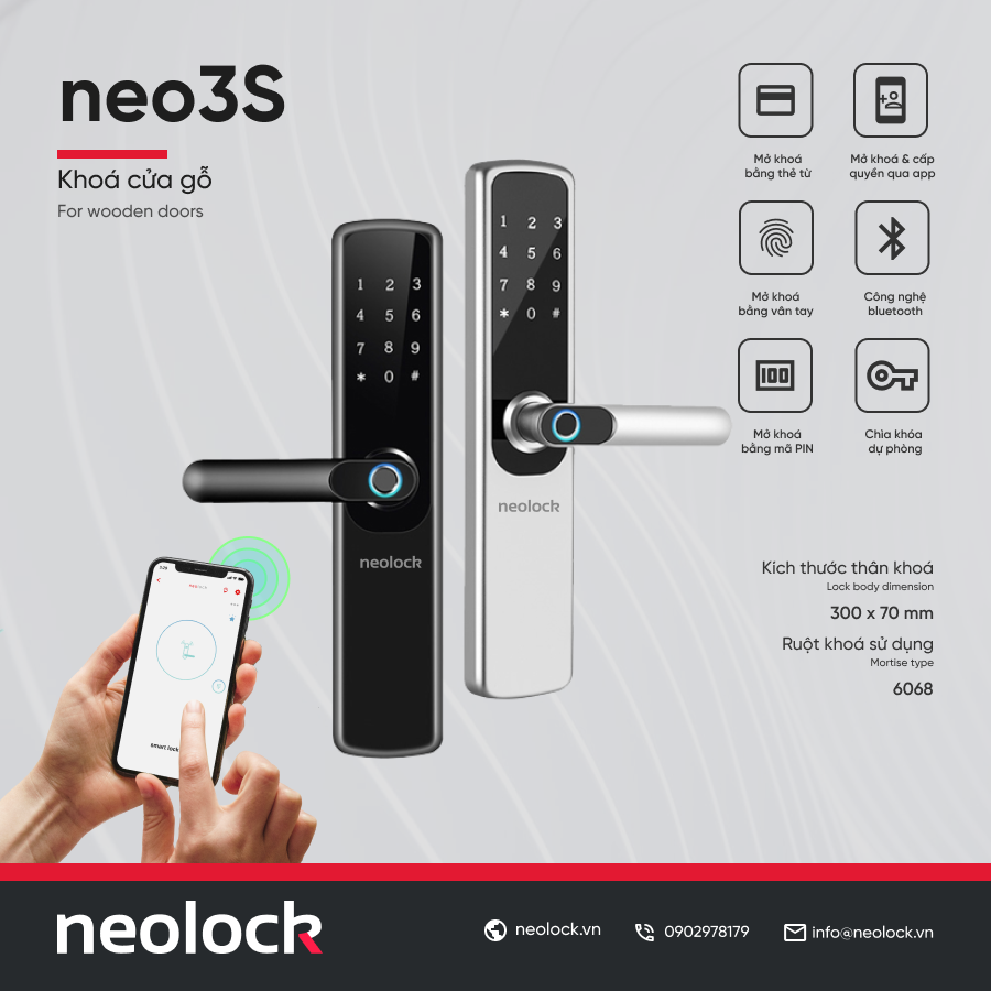 Khóa cửa điện tử vân tay thông minh cao cấp neo3S