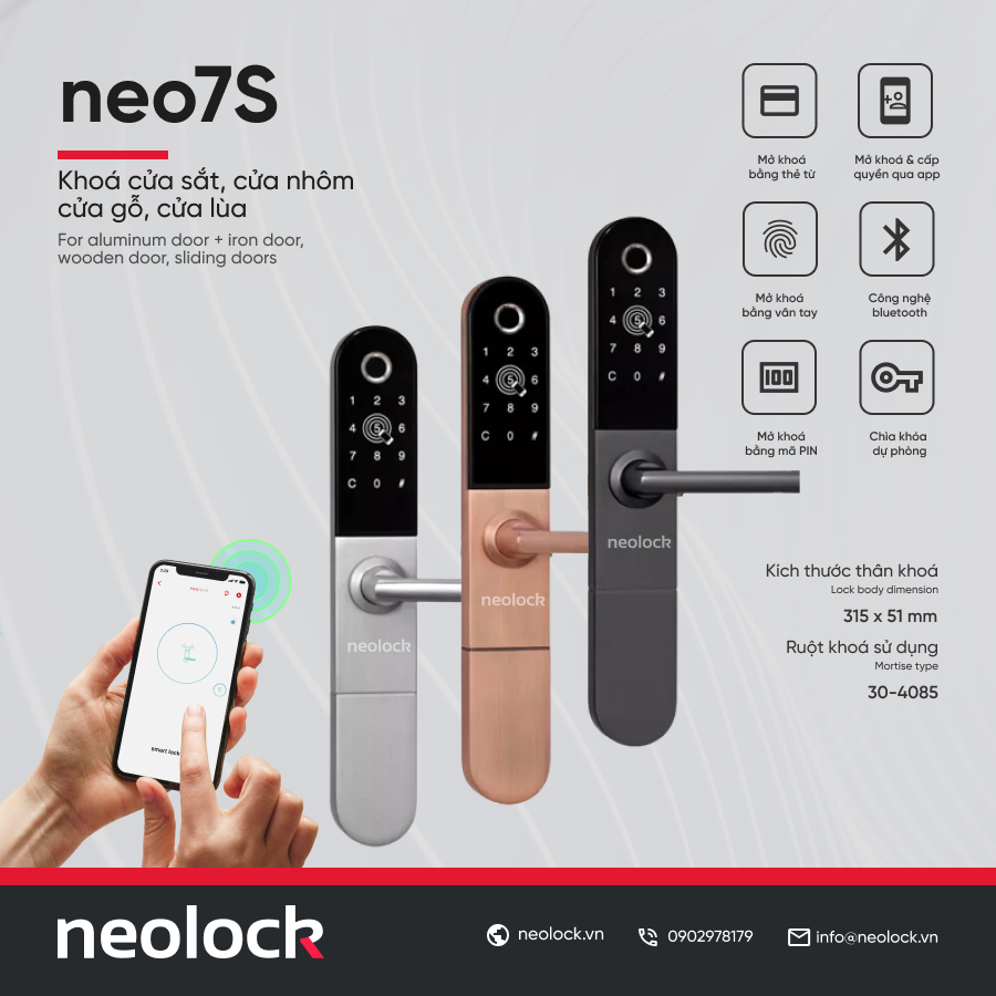 Khóa cửa nhôm thông minh neo7S