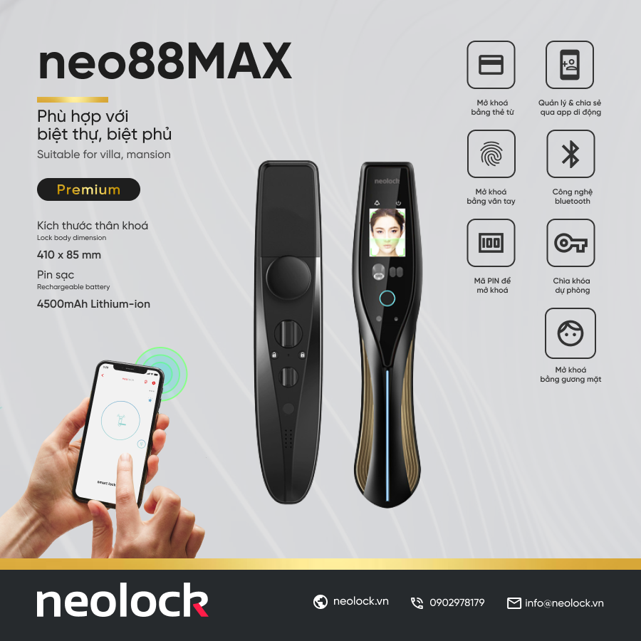 Khóa cửa cao cấp nhận diện khuôn mặt neoMax88