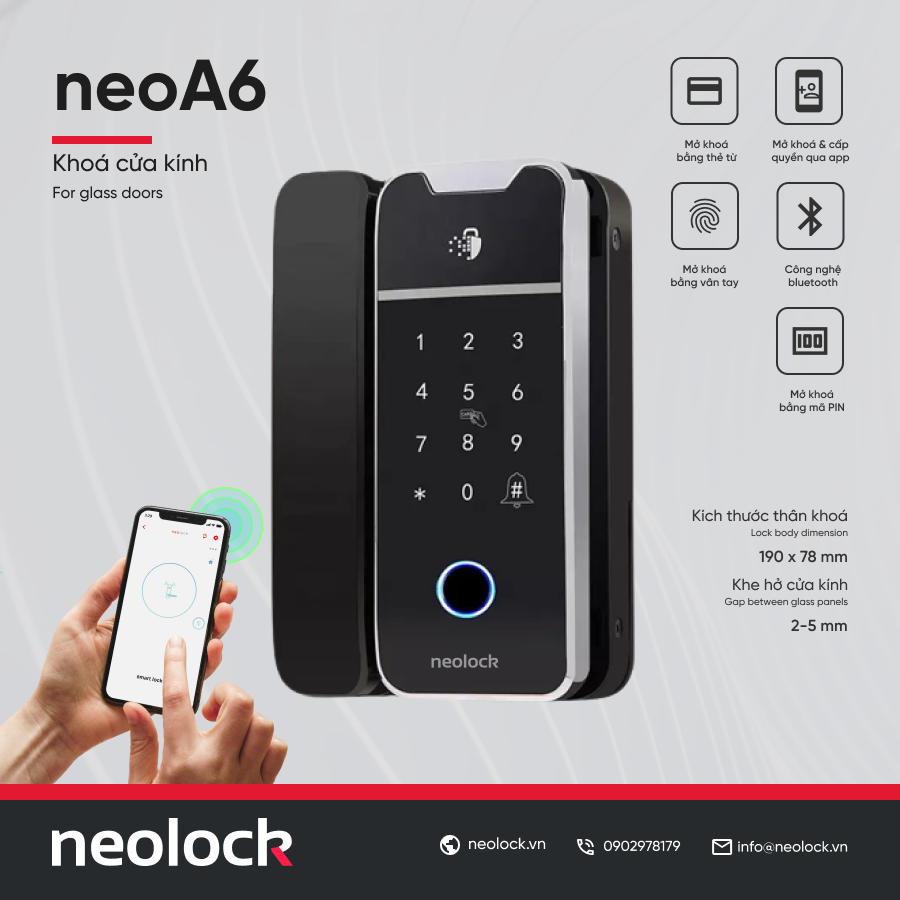Khoá cửa kính neoA6