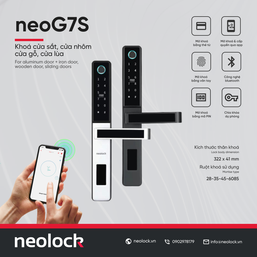 Khóa cửa nhôm vân tay, qua APP neoG7S