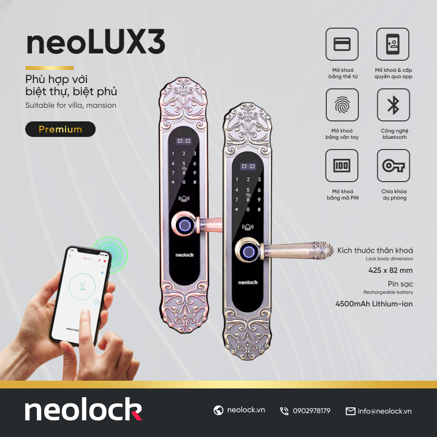 Khóa cửa cao cấp neolock neoLUX3