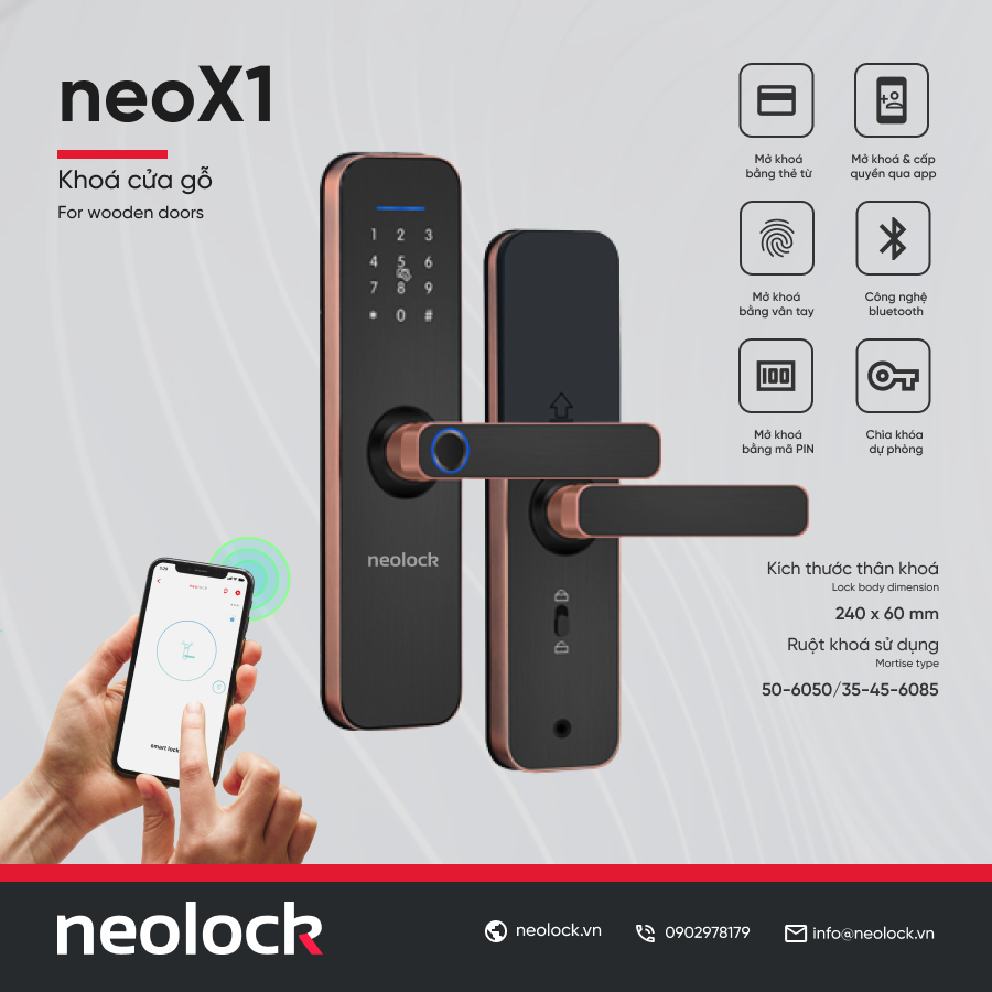 Khóa cửa vân tay qua app neolock giá rẻ neoX1